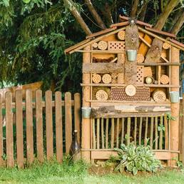 Großes Insektenhotel neben dem Gastgarten